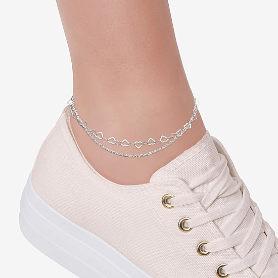 Made in Italy Womens Sterling Silver 10 Inch Solid Link Ankle Bracelet