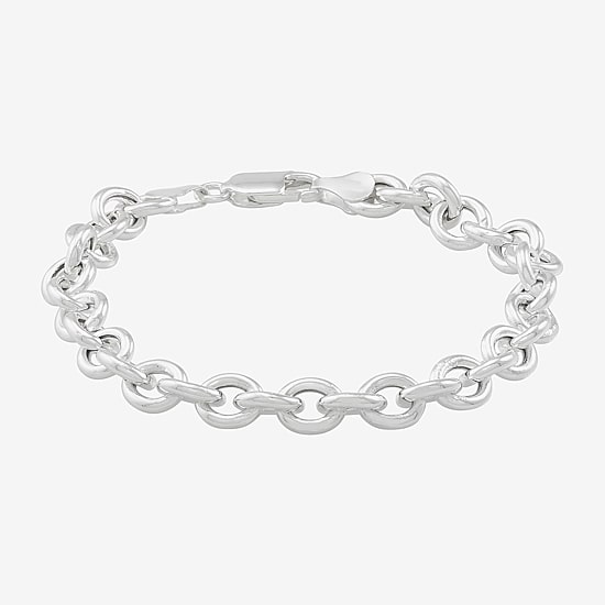Made in Italy Womens Sterling Silver 7.5 Inch Hollow Rolo Chain Bracelet