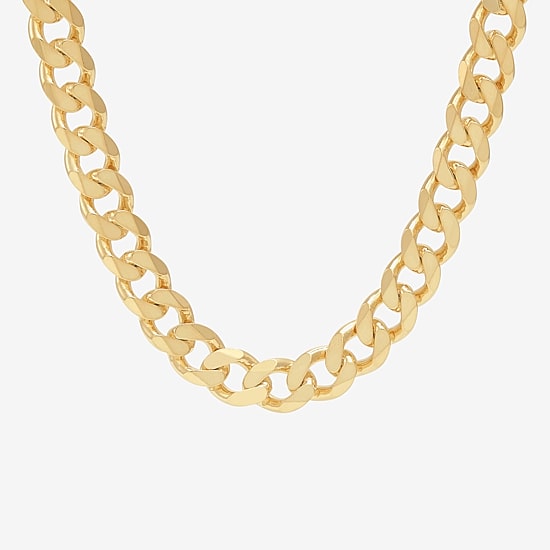 Made in Italy Mens 24K Gold Over Silver 24 Inch Curb Chain Necklace
