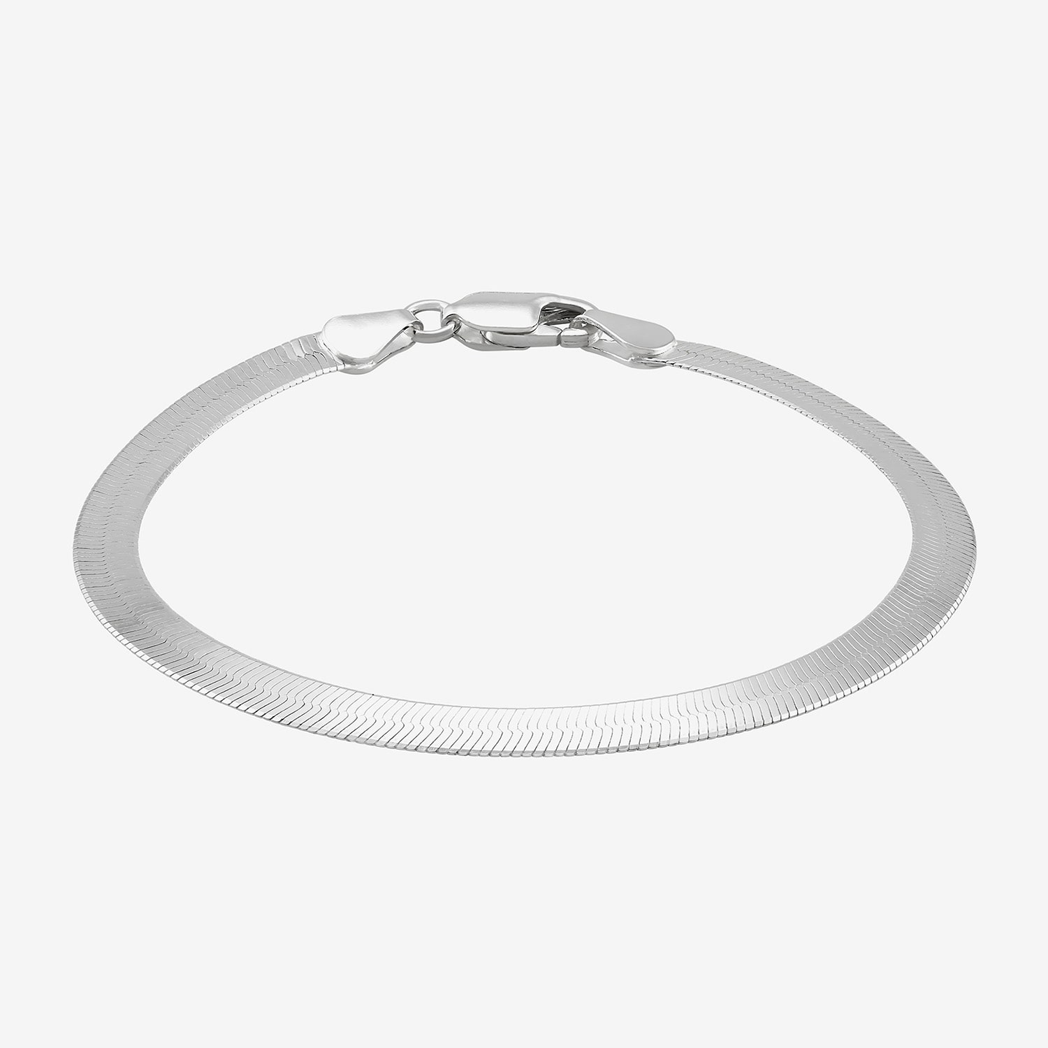 Made in Italy Womens Sterling Silver 7.5 Inch Solid Herringbone Chain Bracelet