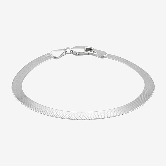 Made in Italy Womens Sterling Silver 7.5 Inch Solid Herringbone Chain Bracelet