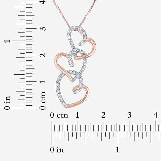 G-H / Si2-I1 Womens 1/10 CT. T.W. Lab Grown White Diamond 14K Rose Gold Over Silver Heart 18 Inch Pendant Necklace