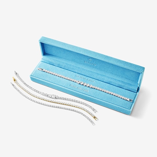 Sparkle Allure Womens Cubic Zirconia 14K Gold Over Brass Square 7.5 Inch Tennis Bracelet