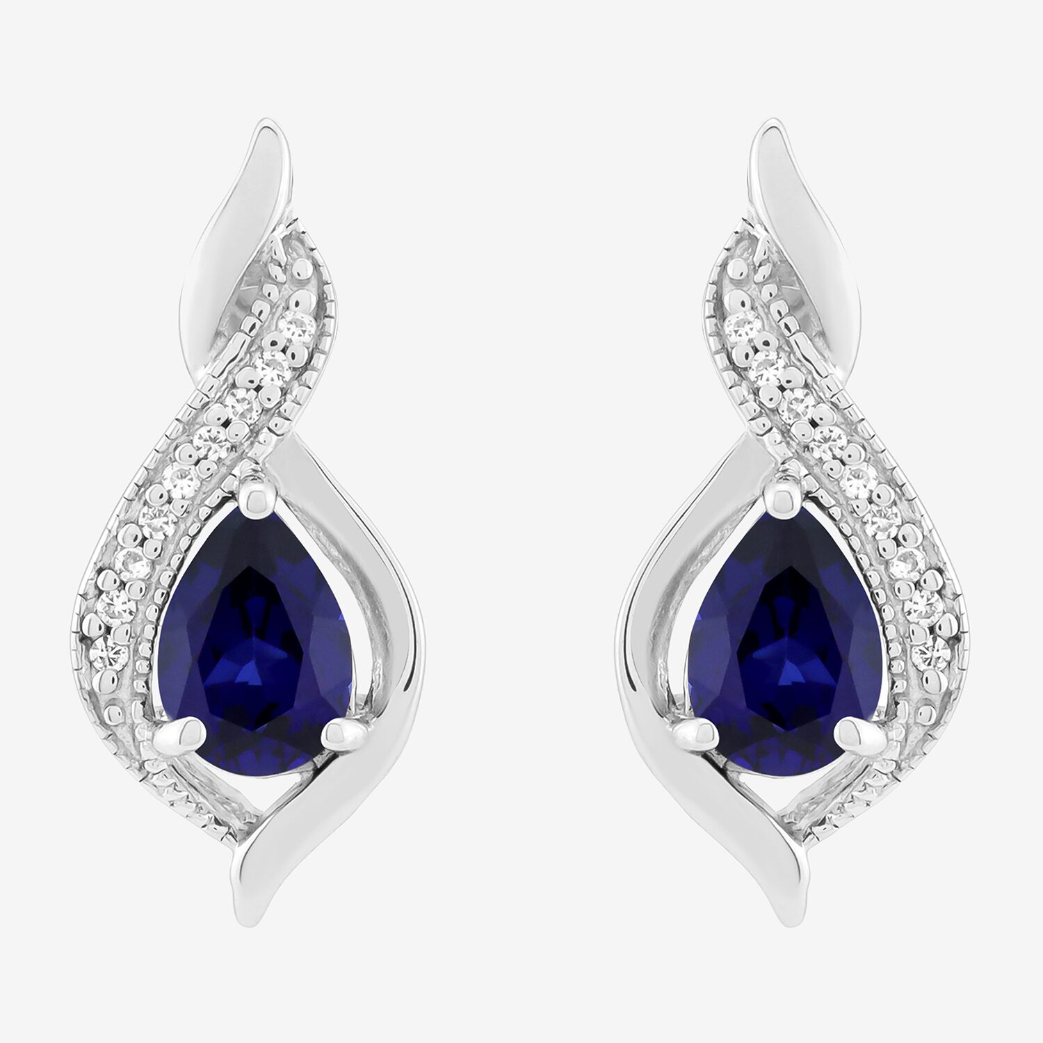 Lab Created Blue Sapphire Sterling Silver Stud Earrings