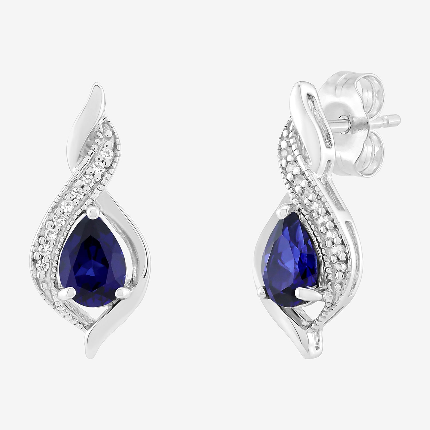 Lab Created Blue Sapphire Sterling Silver Stud Earrings