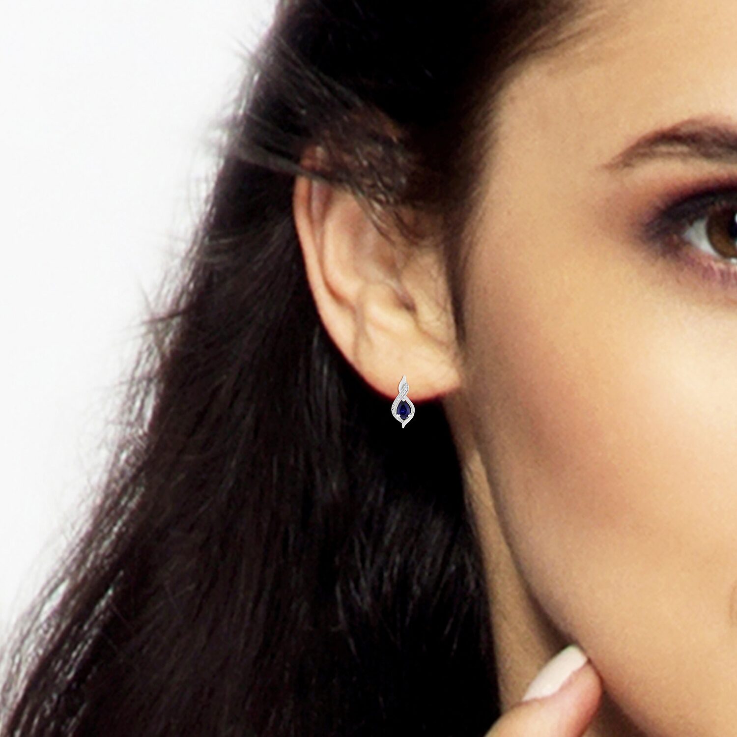 Lab Created Blue Sapphire Sterling Silver Stud Earrings