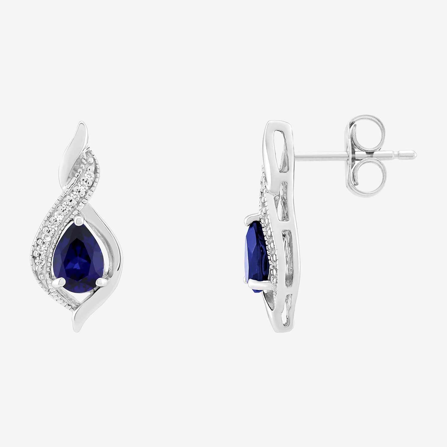 Lab Created Blue Sapphire Sterling Silver Stud Earrings