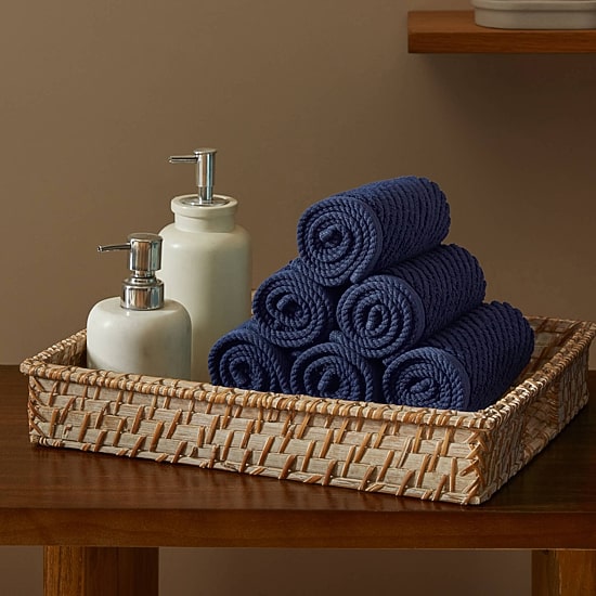 Madison Park Diagonal Ribbed 500gsm Cotton Zero Twist 6-pc. Quick Dry Bath Towel Set