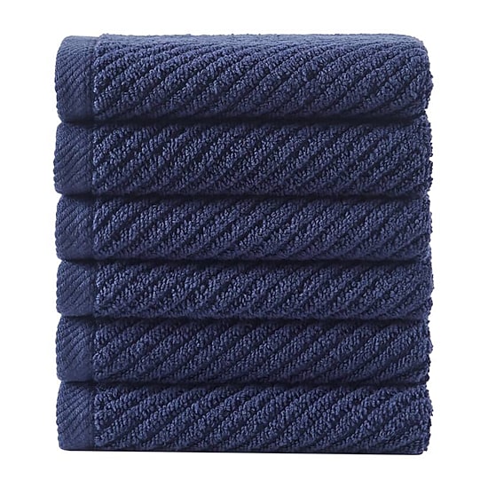 Madison Park Diagonal Ribbed 500gsm Cotton Zero Twist 6-pc. Quick Dry Bath Towel Set