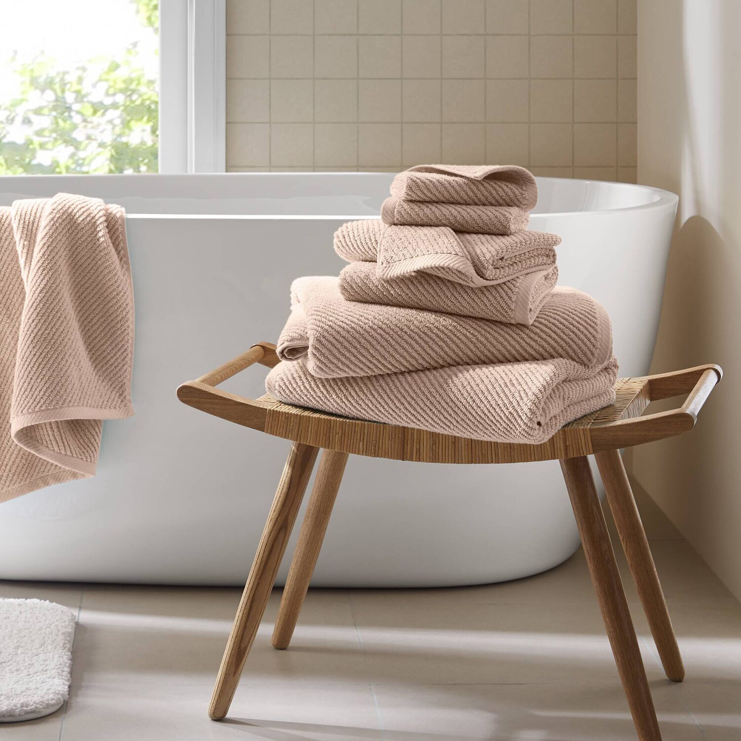 Madison Park Diagonal Ribbed 500gsm Cotton Zero Twist -pc. Quick Dry Bath Towel Set