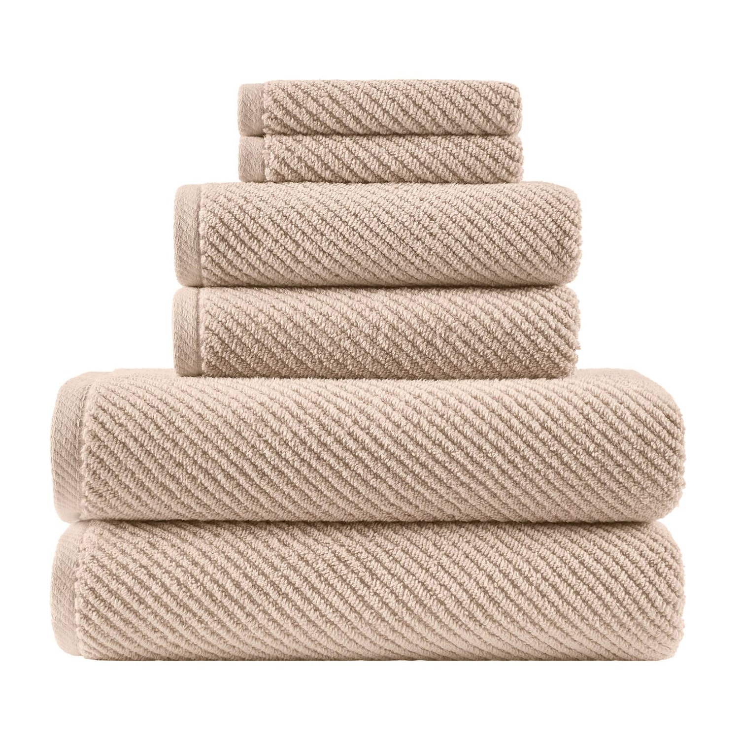 Madison Park Diagonal Ribbed 500gsm Cotton Zero Twist -pc. Quick Dry Bath Towel Set