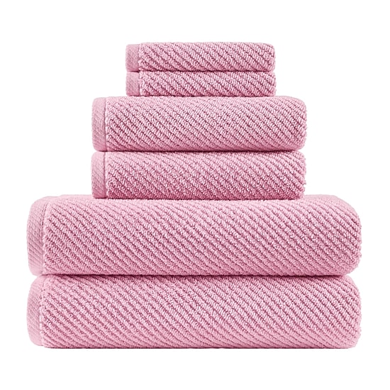 Madison Park Diagonal Ribbed 500gsm Cotton Zero Twist 6-pc. Quick Dry Bath Towel Set
