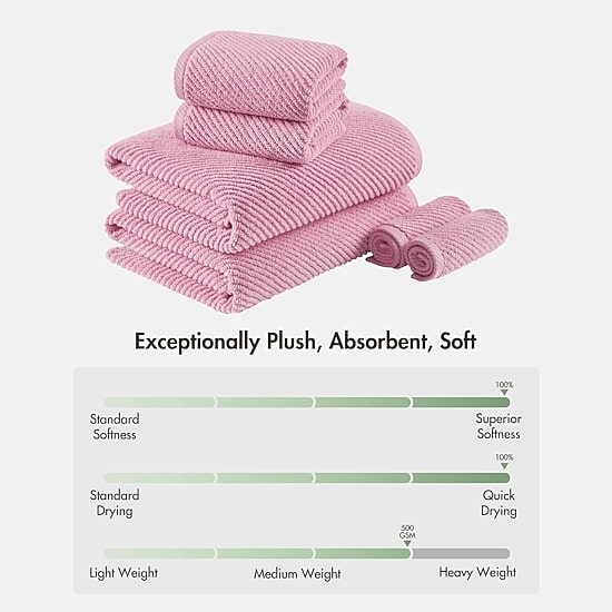 Madison Park Diagonal Ribbed 500gsm Cotton Zero Twist 6-pc. Quick Dry Bath Towel Set