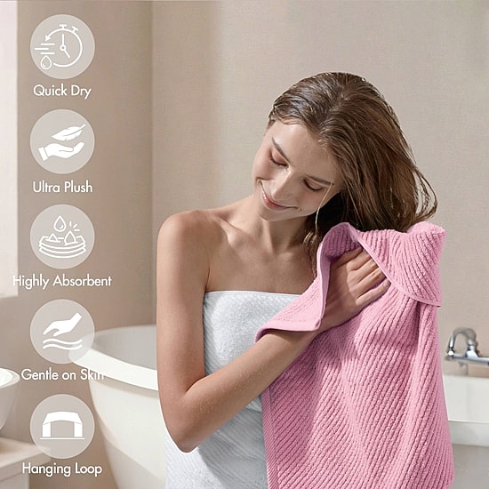 Madison Park Diagonal Ribbed 500gsm Cotton Zero Twist 6-pc. Quick Dry Bath Towel Set