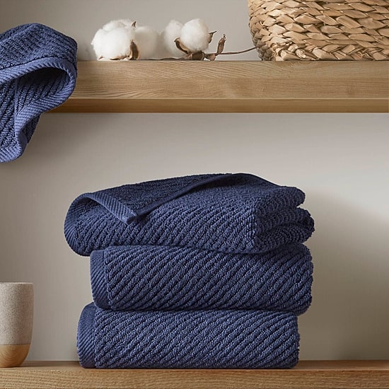 Madison Park Diagonal Ribbed 500gsm Cotton Zero Twist 4-pc. Quick Dry Bath Towel Set