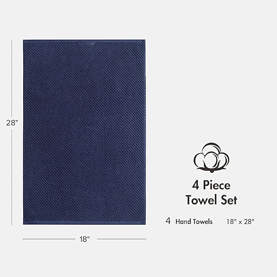 Madison Park Diagonal Ribbed 500gsm Cotton Zero Twist 4-pc. Quick Dry Bath Towel Set