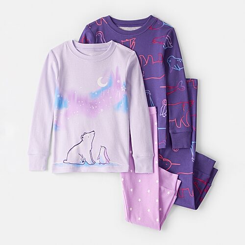 Carter's Baby Girls Round Neck Long Sleeve 4-pc. Pajama Set, 12 Months, Purple