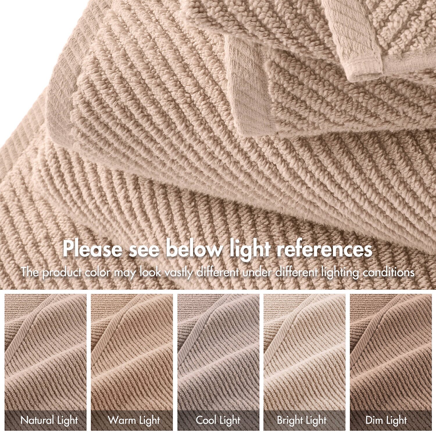 Madison Park Diagonal Ribbed 500gsm Cotton Zero Twist 4-pc. Quick Dry Bath Towel Set