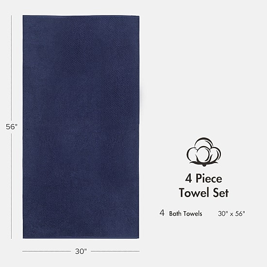 Madison Park Diagonal Ribbed 500gsm Cotton Zero Twist 4-pc. Bath Towel Set