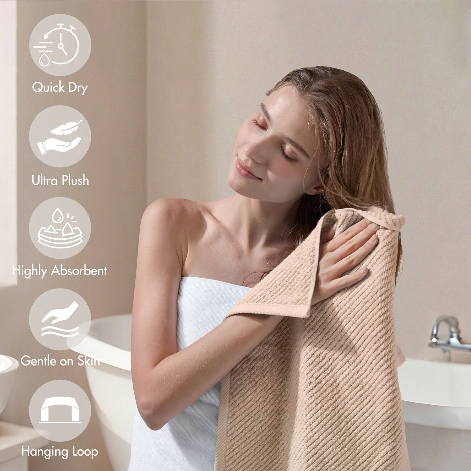 Madison Park Diagonal Ribbed 500gsm Cotton Zero Twist 4-pc. Bath Towel Set