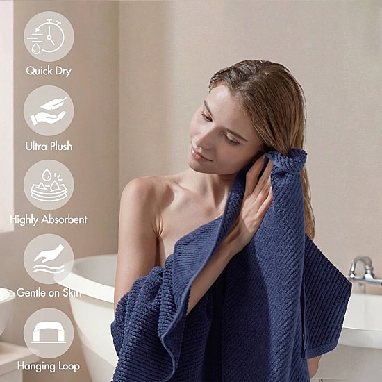 Madison Park Diagonal Ribbed 500gsm Cotton Zero Twist 4-pc. Bath Towel Set
