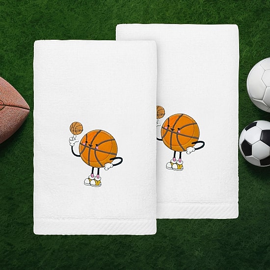 Linum Home Textiles Basketball Player 2-pc. Embellished Hand Towel