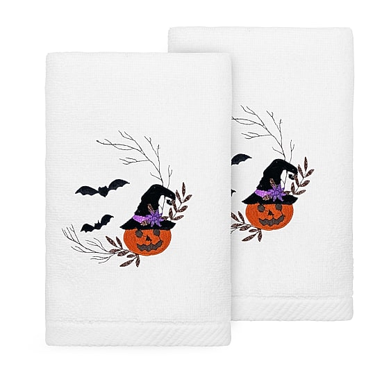 Linum Home Textiles Pumpkin Head 2-pc. Embellished Hand Towel