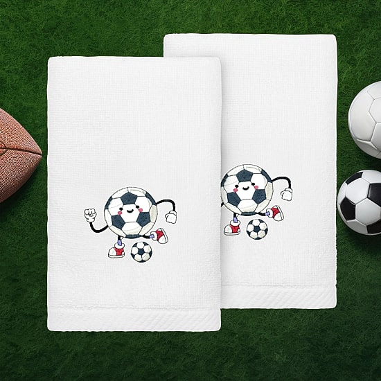 Linum Home Textiles Soccer Player 2-pc. Embellished Hand Towel
