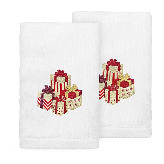Linum Home Textiles Christmas Gifts 2-pc. Embellished Hand Towel