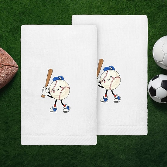 Linum Home Textiles Baseball Player 2-pc. Embellished Hand Towel