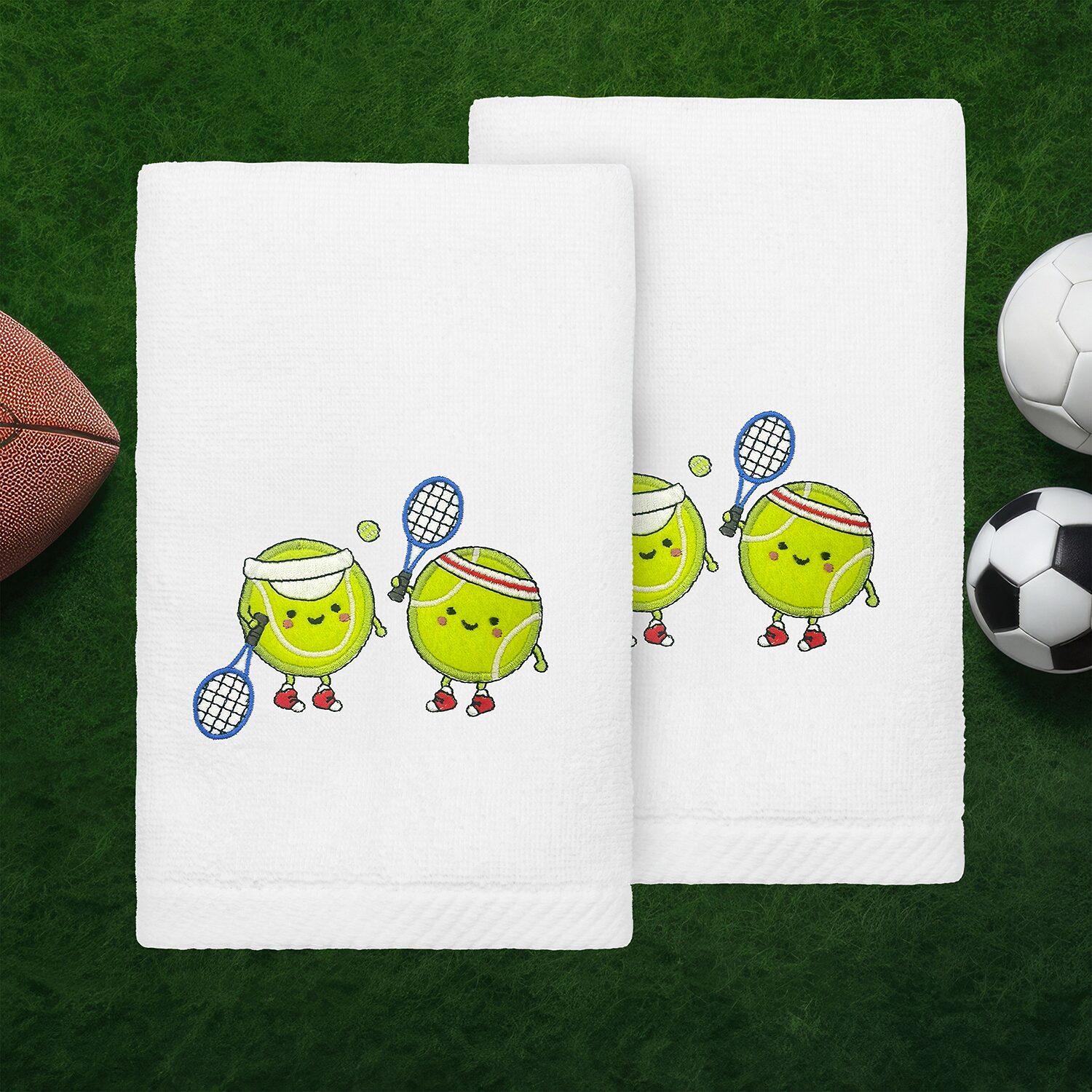 Linum Home Textiles Tennis Players 2-pc. Embellished Hand Towel
