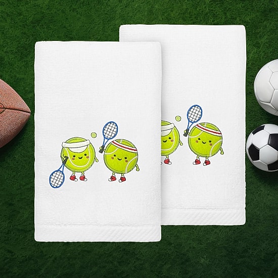 Linum Home Textiles Tennis Players 2-pc. Embellished Hand Towel