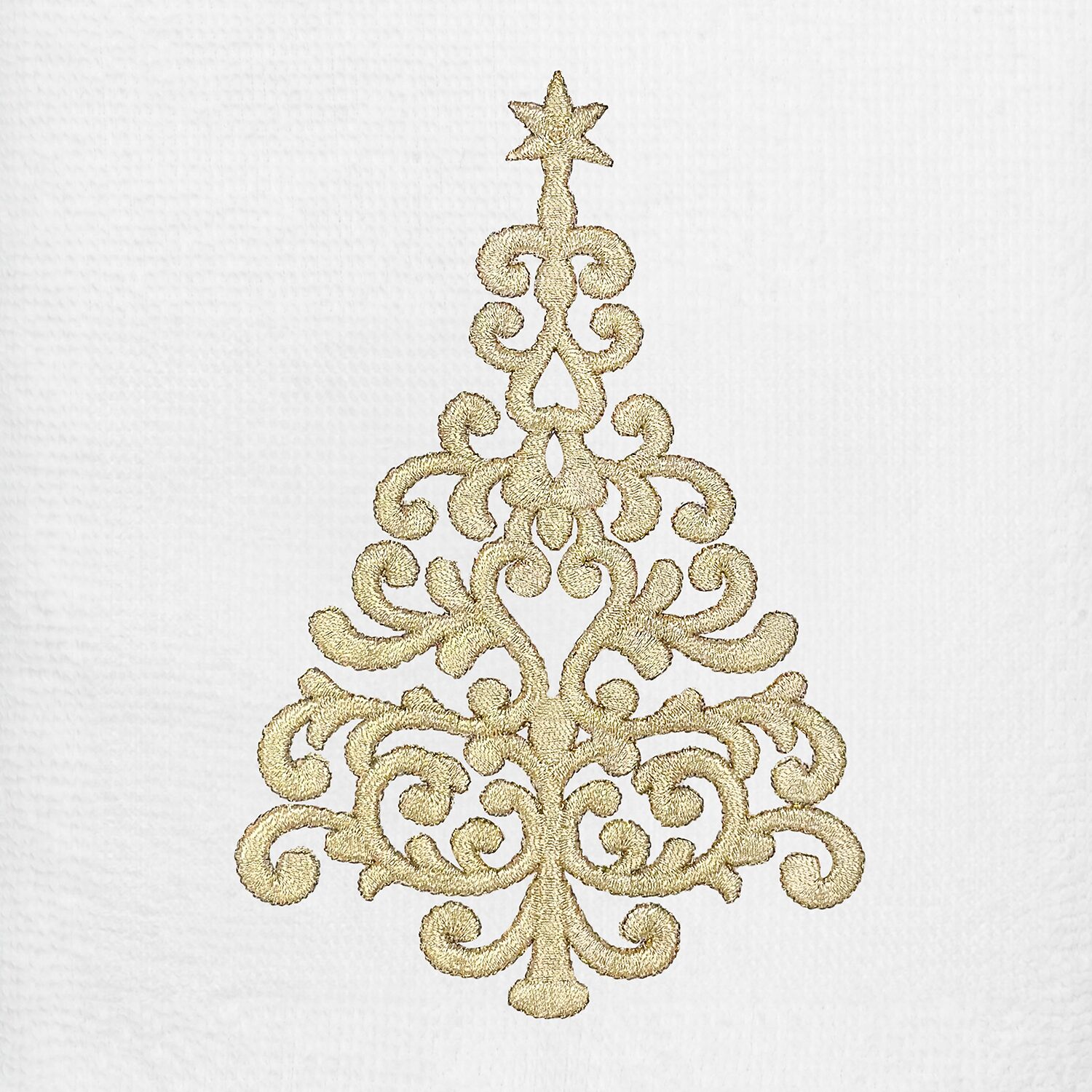Linum Home Textiles Christmas Gold Tree 2-pc. Embellished Hand Towel