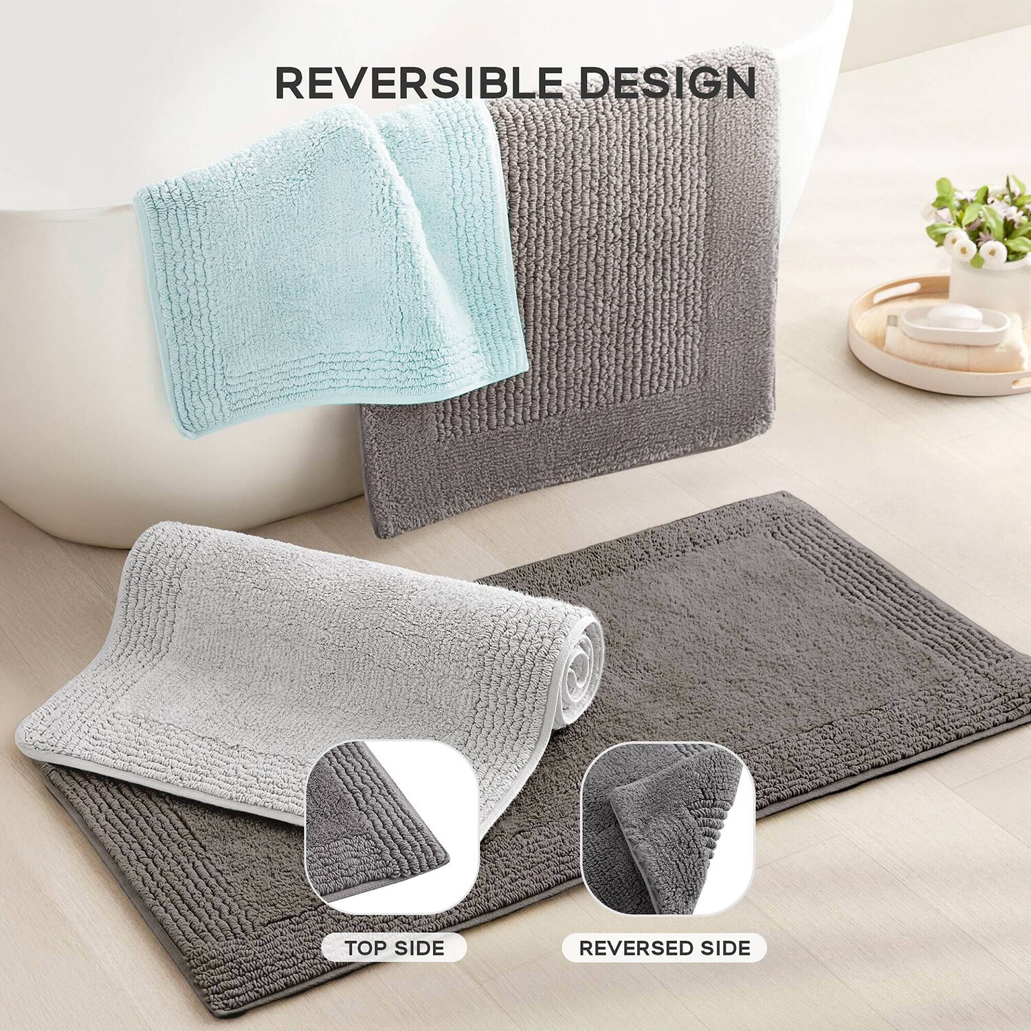 Madison Park Signature Splendor 100% Cotton Tufted 3000 Gsm Reversible Bath Rug