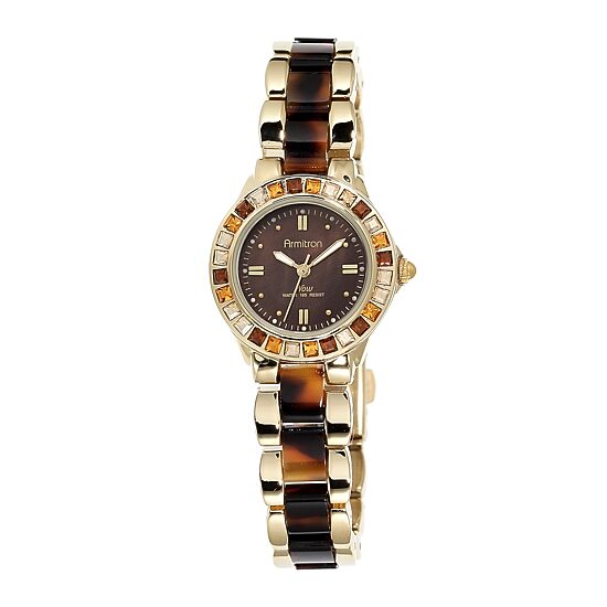 Armitron® Now® Womens Crystal-Accent Tortoise-Look Bracelet Watch