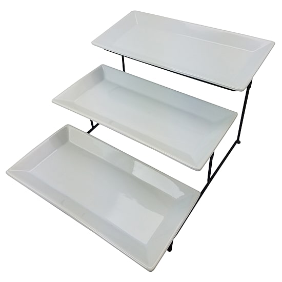 Gibson Elite Gracious Dining 3 Tier Plate Set with Metal Stand