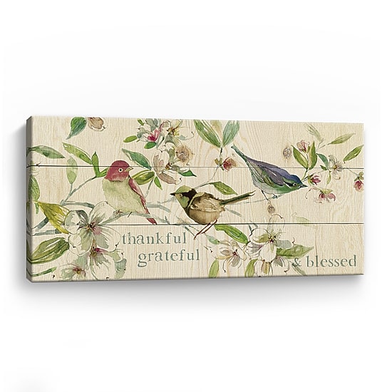 Lumaprints Grateful Thankful Blessed Birds Giclee Canvas Art