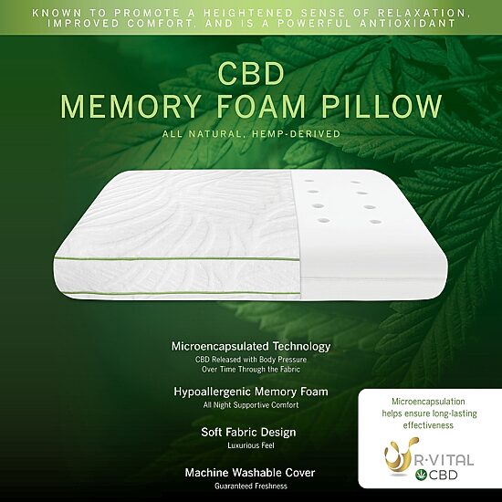 SensorPEDIC Chamomile Scented Memory Foam Bed Pillow with All Natural CBD Infused Cover