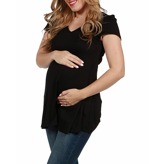 24/7 Comfort Apparel Cap Sleeve Soft Flare Hem Tunic Top