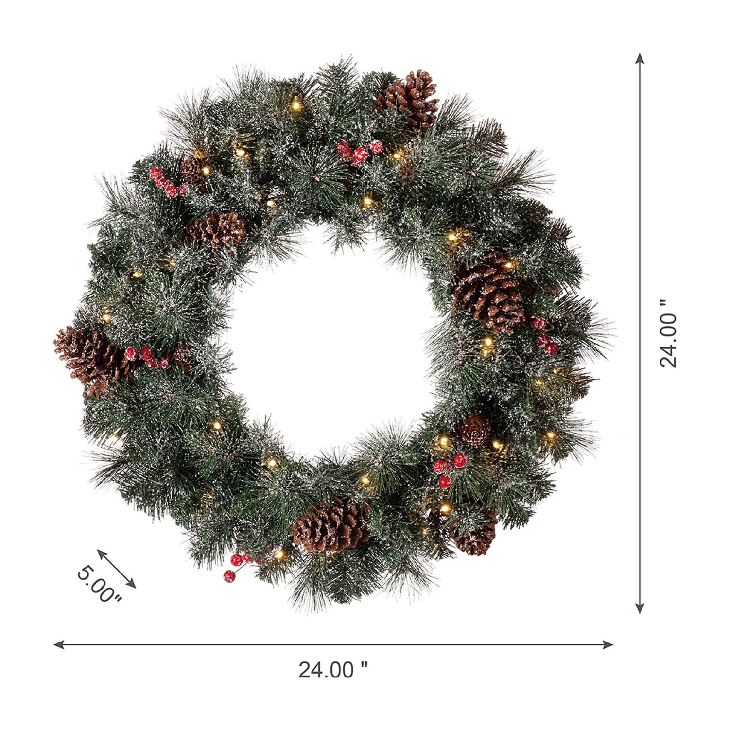 Glitzhome 2-Pack Pre-Lit Indoor Christmas Garland & Wreath Set