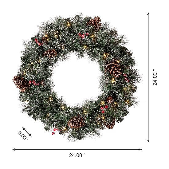 Glitzhome 2-Pack Pre-Lit Indoor Christmas Garland & Wreath Set