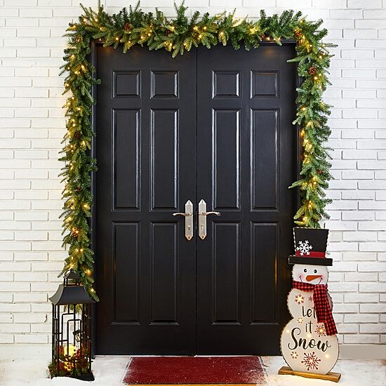 Glitzhome 2-Pack Pre-Lit Indoor Christmas Garland Set