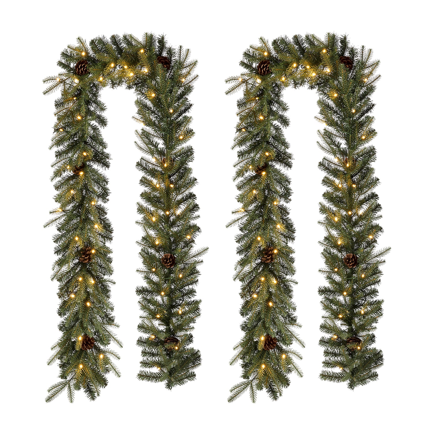 Glitzhome 2-Pack Pre-Lit Indoor Christmas Garland Set