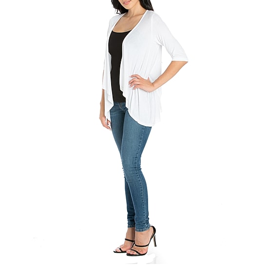 24/7 Comfort Apparel 3/4 Length Sleeve Open Cardigan