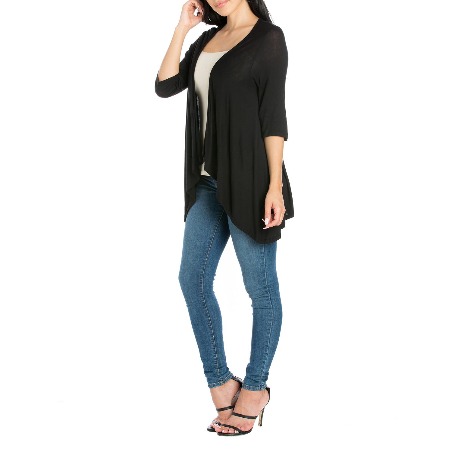 24/7 Comfort Apparel Womens Elbow Sleeve Open Cardigan
