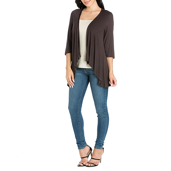 24/7 Comfort Apparel Womens Elbow Sleeve Open Cardigan