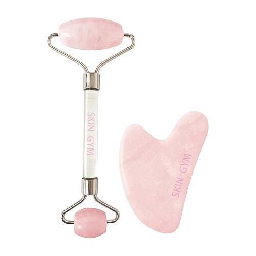 Skin Gym Facial Roller And Gua Sha Workout Set, One Size, Rose Quartz