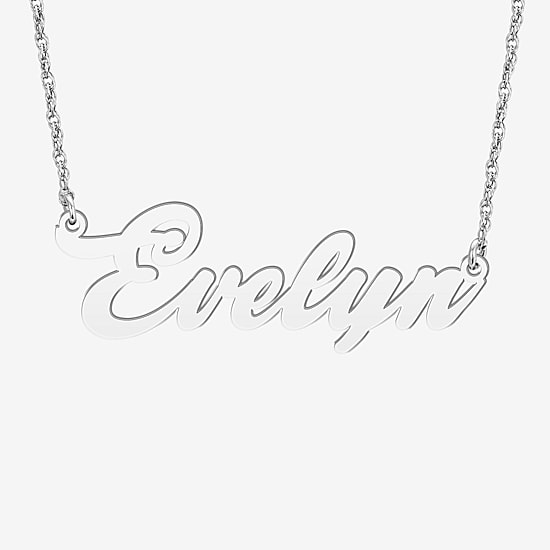 Womens Sterling Silver 18 Inch Name Necklace