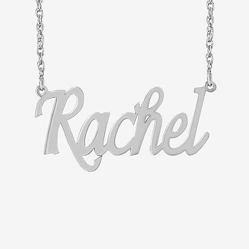 Womens 24K Gold Over Silver 18 Inch Name Necklace, One Size, White