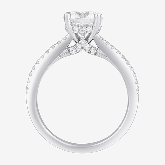 (H-I / SI1-SI2) Womens 2 CT. T.W. Lab Grown White Diamond 10K or 14K Gold Round Side Stone Engagement Ring